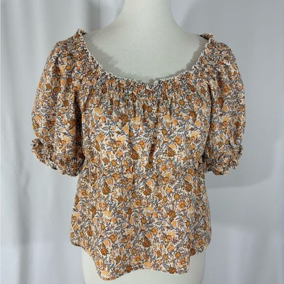 Old Navy Smocked Front Floral Crop Peplum Top - Picture 1 of 6